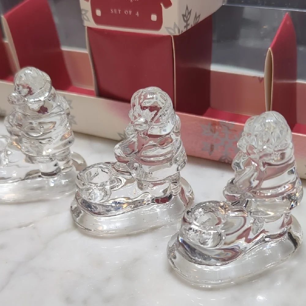 Williams Sonoma Santa Tiny Taper Holders - Red